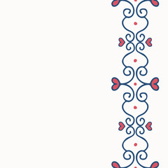 Vector Hand Drawn Cute Heart Vertical Chain Border seamless pattern background. Perfect for fabric, wallpaper and scrapbooking project.