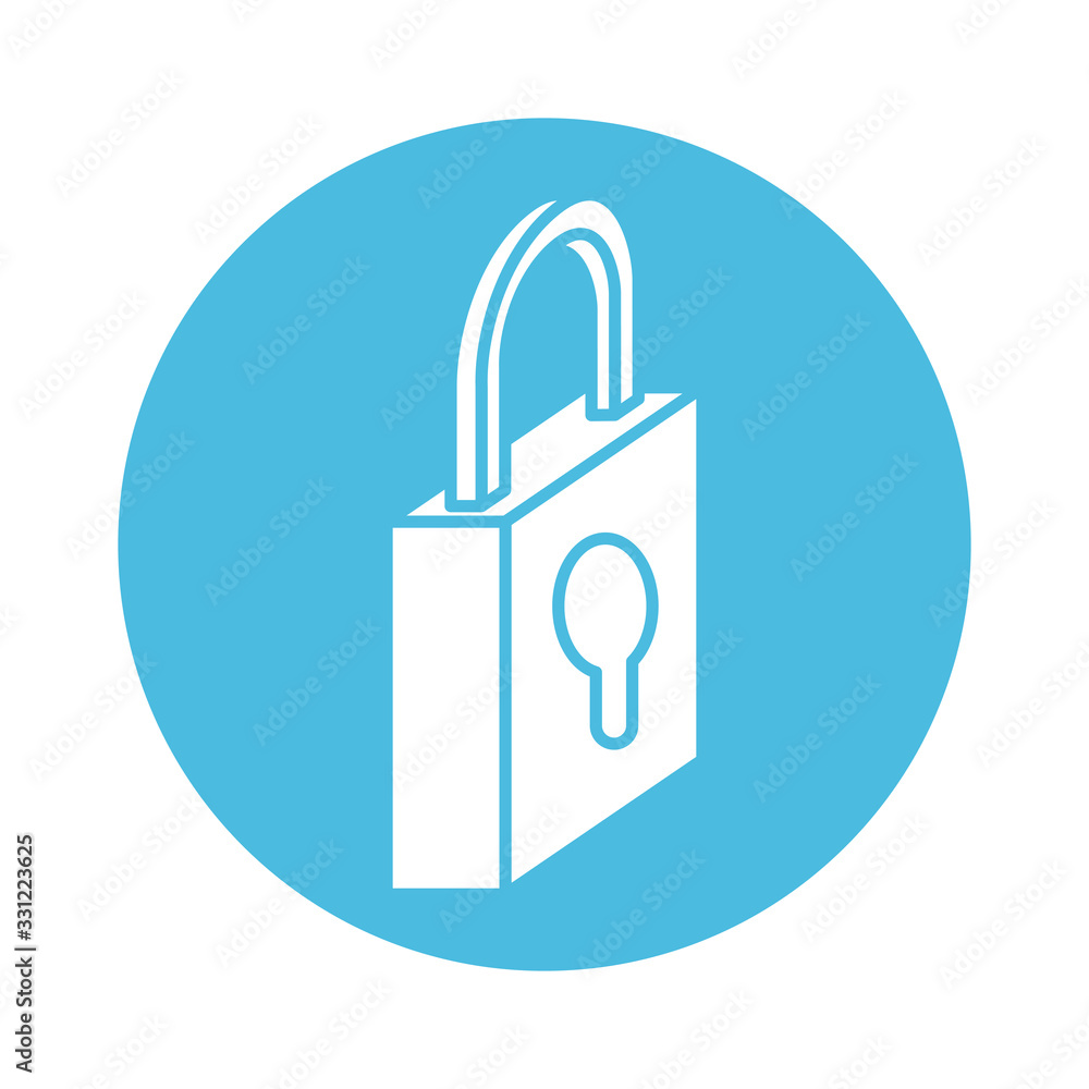 Poster safe secure padlock block style icon