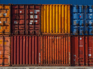 multicoloured cargo freight containers