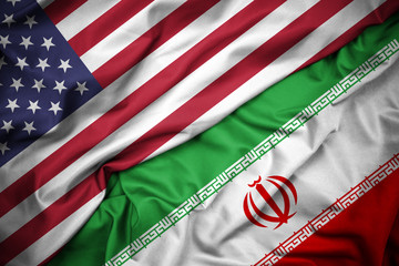 USA - IRAN Flag background. Concept: Diplomatic and Economic Relations, International Laws,...