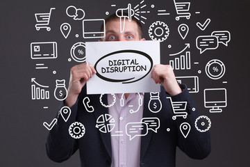 Business, Technology, Internet and network concept. Young businessman working on a virtual screen...