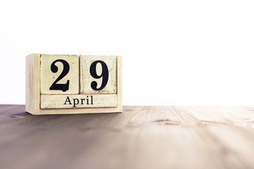 April 29th, fourth month of the clendar - copy space for text next to April symbol