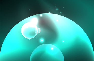 Neon shiny transparent glowing circles with light effects. Techno futuristic vector abstract background For Wallpaper, Banner, Background, Card, Book Illustration, landing page