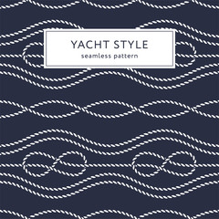 Obraz premium Nautical rope seamless pattern. Yacht style design. Vintage decorative background. Template for prints, wrapping paper, fabrics, covers, flyers, banners, posters and placards. Vector illustration.
