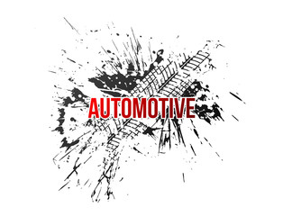 Tire track, vector illustration, grunge. Text of course separated.