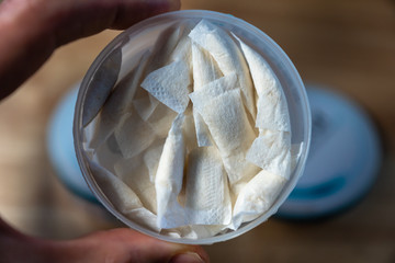 Snus - a box of Snus, a moist powder tobacco product widely consumed in Norway and Sweden and among athletes