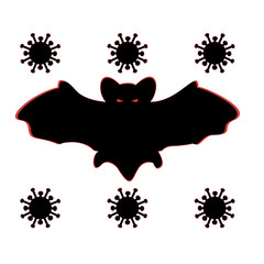 Coronavirus and black bat vector illustration. Bat animals that have many viruses including the coronavirus.