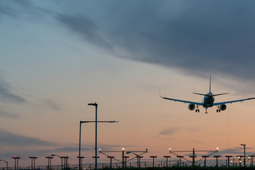 plane taking off from airport runways for traveling and transport business