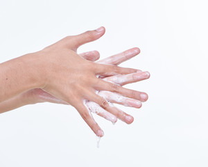 Isolated of Wash Hand with soap to cleaning