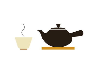 日本のティータイム 急須と湯呑み茶碗