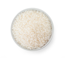 Fototapeta na wymiar rice grains isolated on white background. Top view