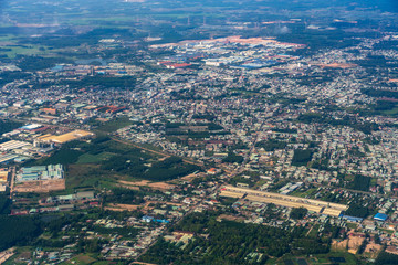 Fototapeta premium Aerial view of Ho chi minh city cityscape, Vietnam