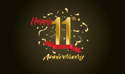 Anniversary celebration background. with the 11th number in gold and with the words golden anniversary celebration.