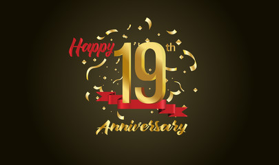 Anniversary celebration background. with the 19th number in gold and with the words golden anniversary celebration.
