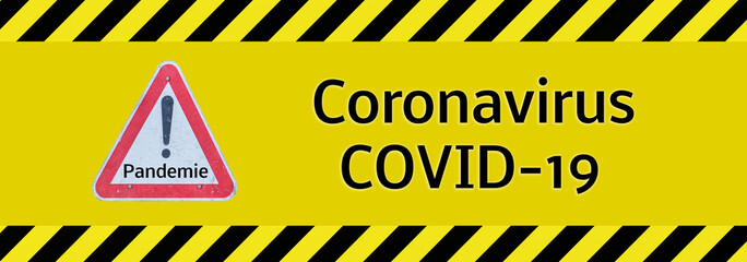 Banner Biohazard Pandemie Coronavirus Covid-19 gelb