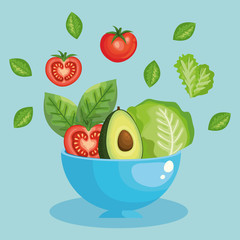 bowl with healthy and fresh vegetables vector illustration design