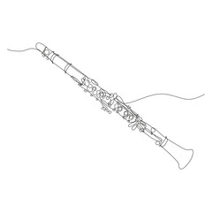 clarinetto disegnato in una singola linea continua - obrazy, fototapety, plakaty