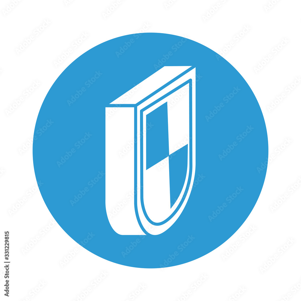 Poster shield security block style icon