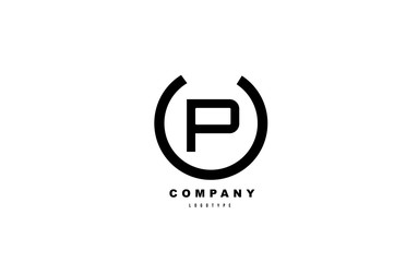 P black and white letter logo alphabet icon design for company and business