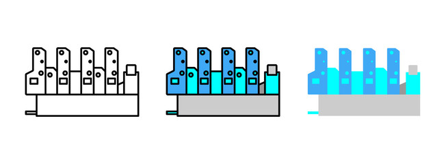 offset printing machine icon set isolated on white background for web design