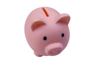 Pink piggy bank isolated on white background
