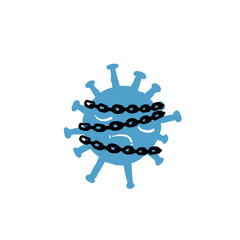 hand drawn illustration corona virus locked and quarantined symbol for lockdown with doodle style