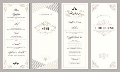 Fototapeta na wymiar Wedding and restaurant menu. Vertical classic templates. 