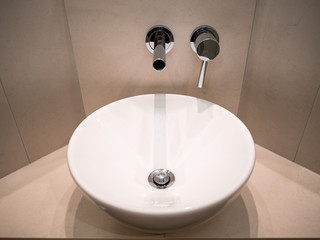 Urban apartment - modern white oval vessel sink