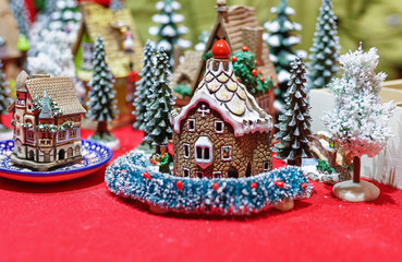 Handmade ceramic houses at Vilnius Christmas Market