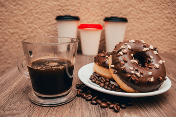 espresso and chocolate donuts