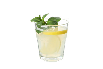 Glass of lemonade isolated on white background