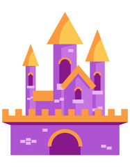 Castle in flat style. Illustration isolated on white background. 