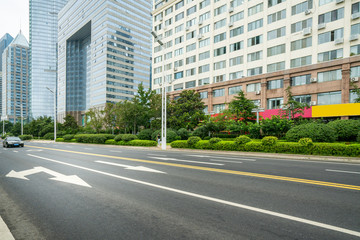 Fototapeta na wymiar Roads and skyscrapers in the financial center, Qingdao, China