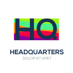 Creative colorful logo , HQ mean (headquarters) .