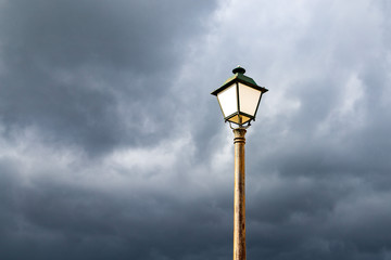 street lamp on blue sky