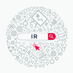 IR mean (interest rate) Word written in search bar ,Vector illustration.