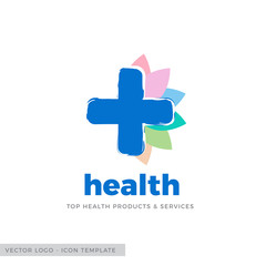 Obraz premium Cross, health logo - icon, vector design