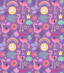 Fototapeta na wymiar Flamingo seamless pattern