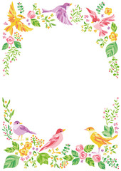 花　小鳥　フレーム