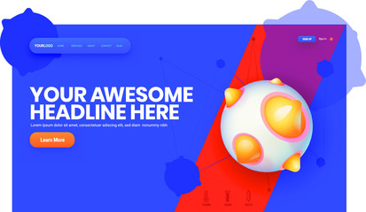  A template of web with illustration of corona virus stylized for kids children on background of red and blue