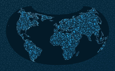 Internet and global connections map. Armadillo projection. World Network. Attractive connections map. Vector illustration.