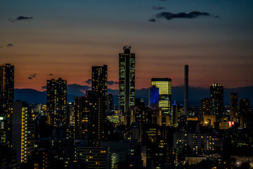 Fototapeta na wymiar 日本 東京 池袋 都市風景 夕焼け 夜景