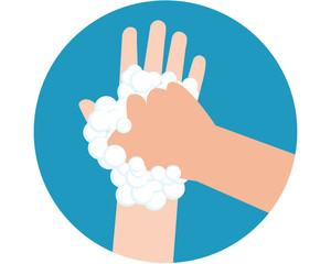 Wash hands healthcare protect virus flat design.