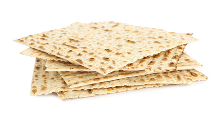 Passover matzos isolated on white. Pesach celebration
