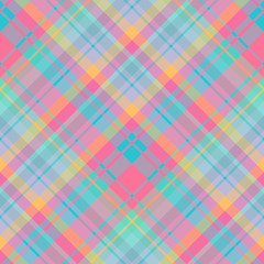 Seamless pattern in great cute pink, blue, green, yellow, lilac colors for plaid, fabric, textile, clothes, tablecloth and other things. Vector image. 2