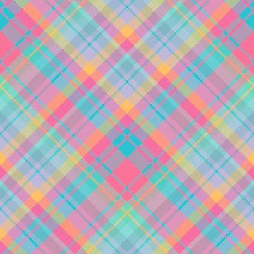 Seamless pattern in great cute pink, blue, green, yellow, lilac colors for plaid, fabric, textile, clothes, tablecloth and other things. Vector image. 2
