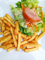 Golden French fries potatoes ready to be eaten