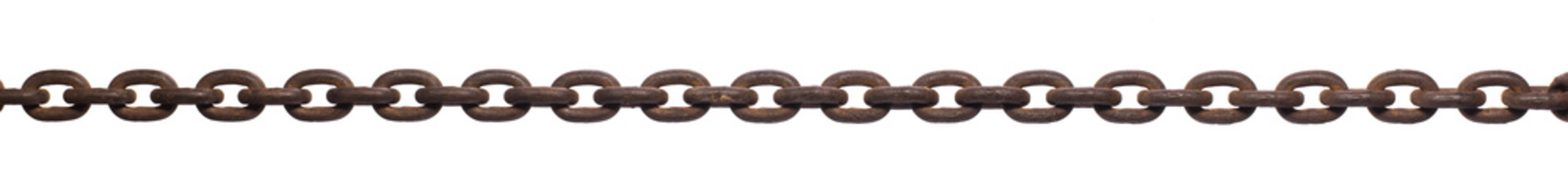 rusty powerful iron chain isolated on white background