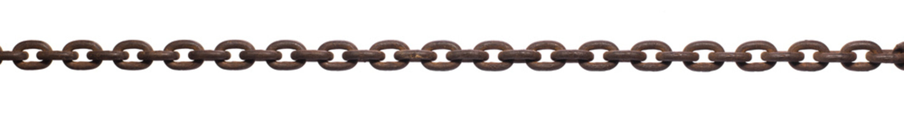rusty powerful iron chain isolated on white background