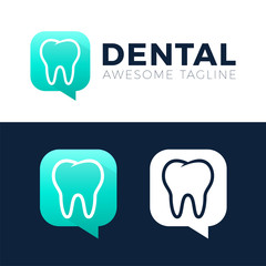 Dental Consult logo designs concept vector, Dental chta or talk logo template